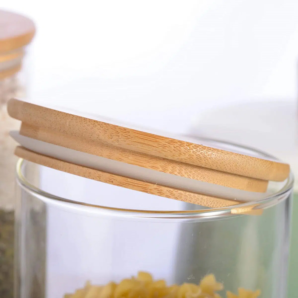 Neo Airtight Bamboo Lid Glass Storage Jar 6 Pack Image 4