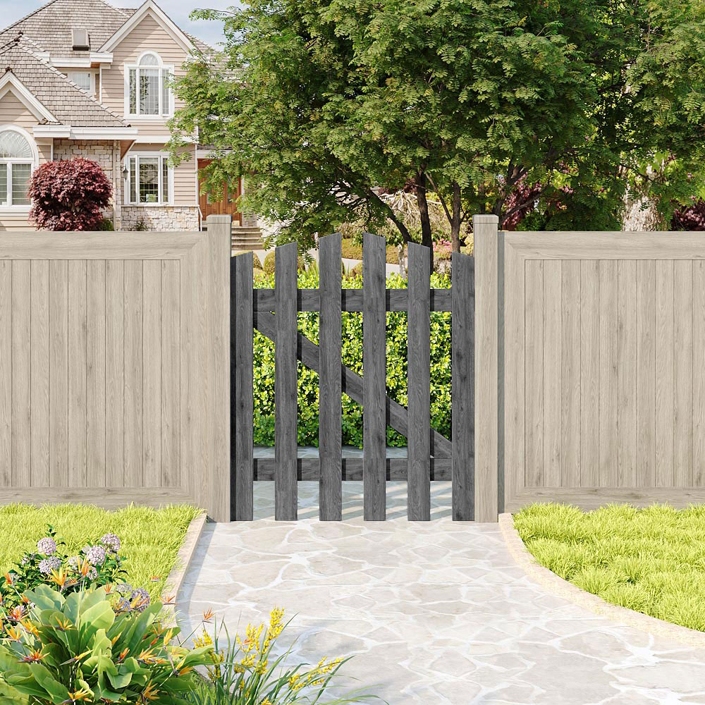 Living and Home Grey Wooden Garden Fence Door 76 x 90cm Image 7