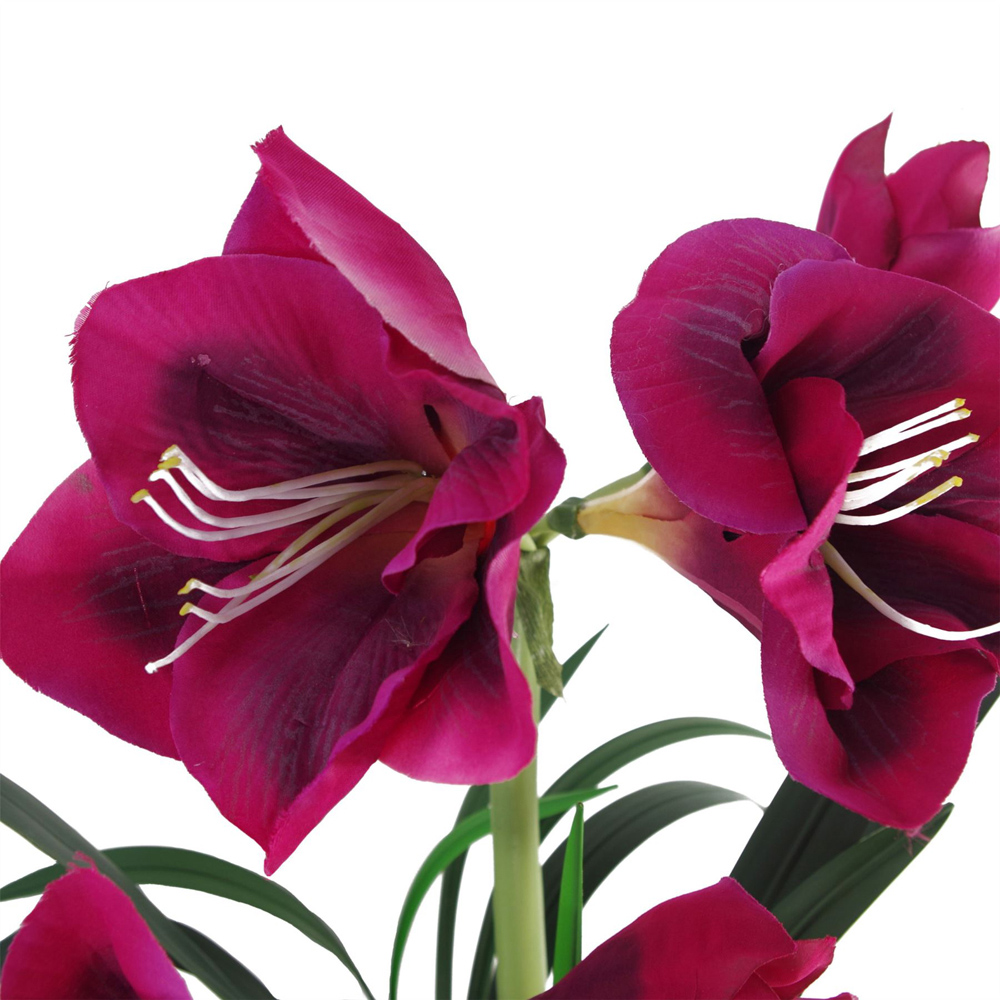 Leaf Pink Amarylis Artificial Plant in Black and Grey Pot 60cm Image 2