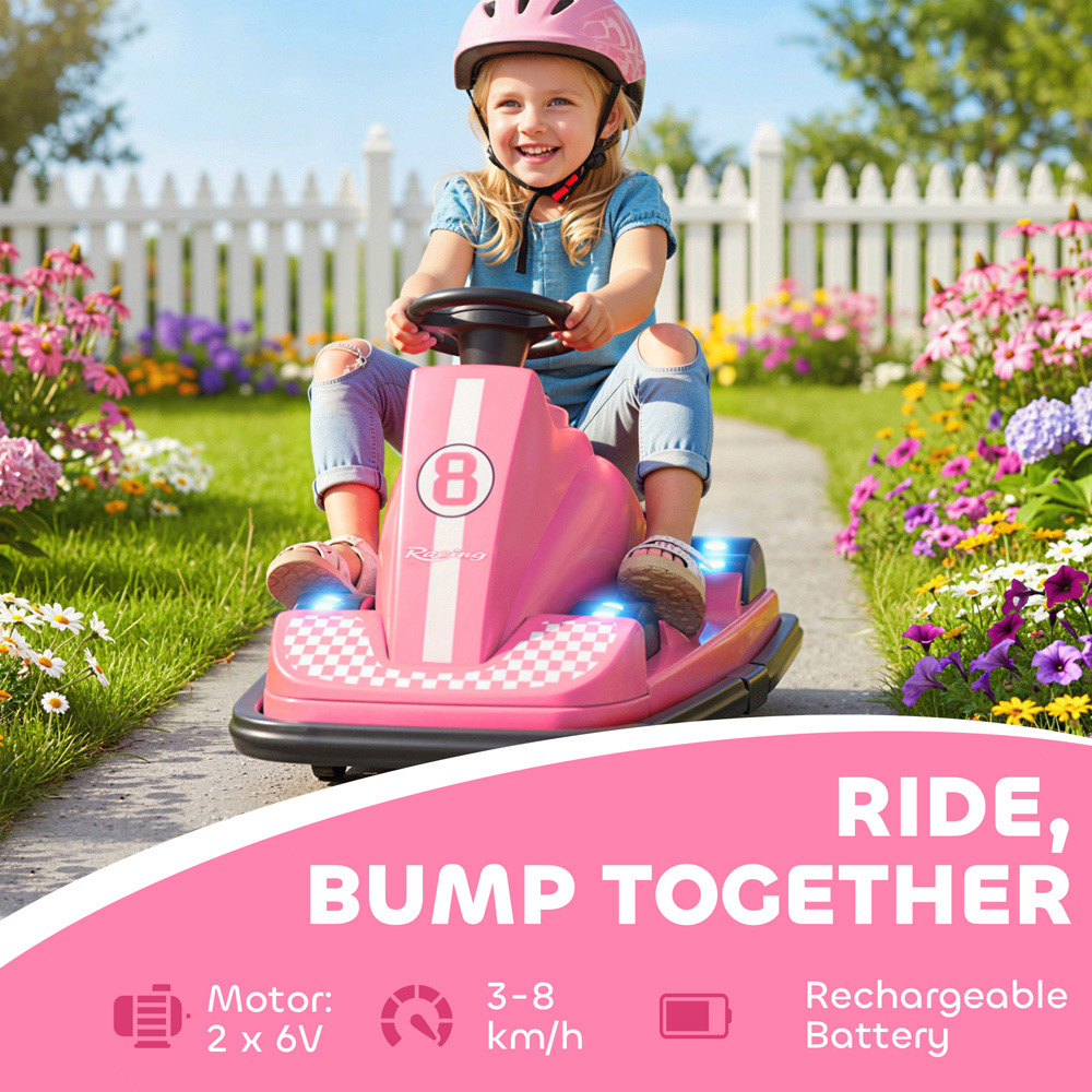 Tommy Toys Kids Pink 360 Degree Rotating Electric Bumper Car with LED Image 4