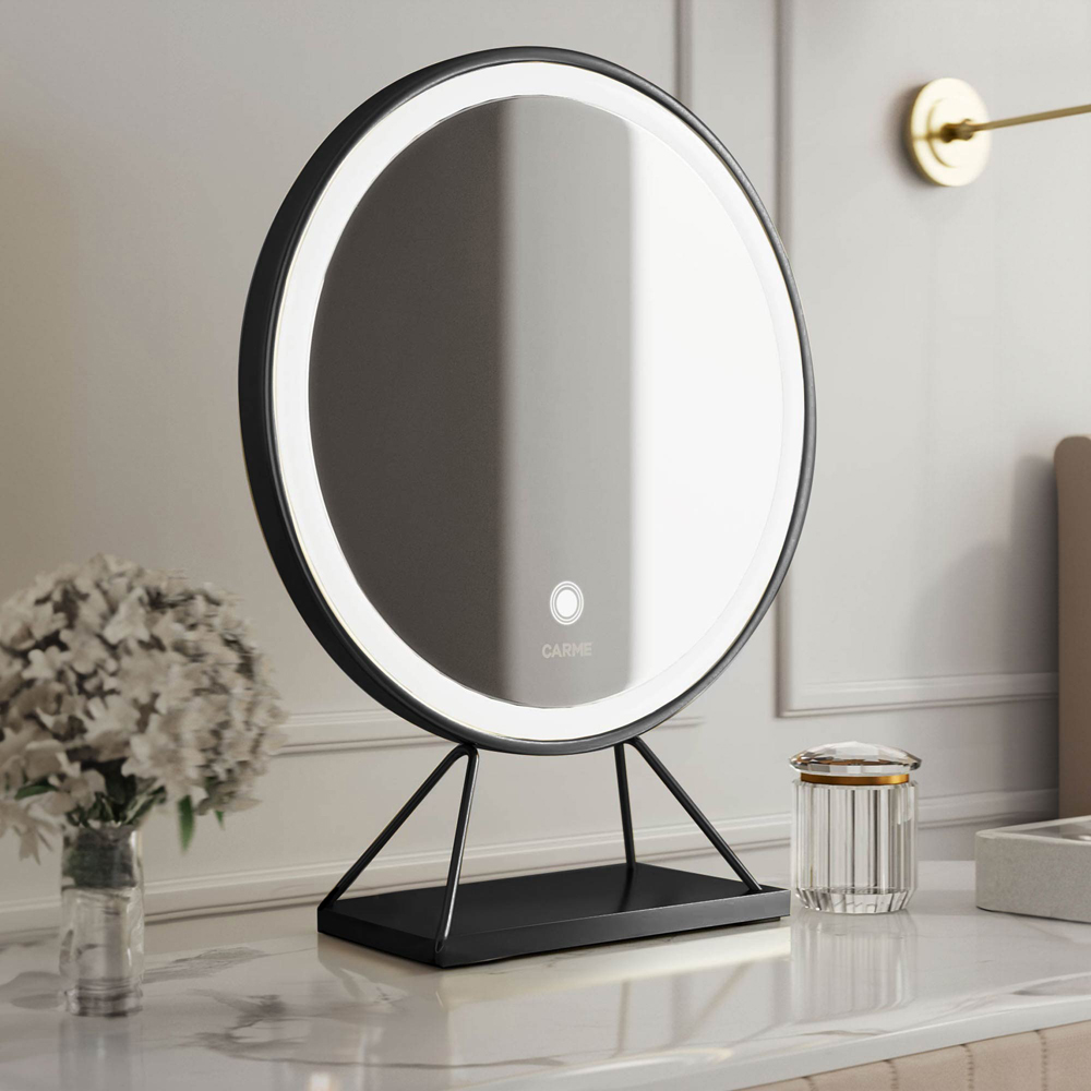 CARME Home Lucia LED Black Large Frame Touch Sensor Light Mirror Image 4