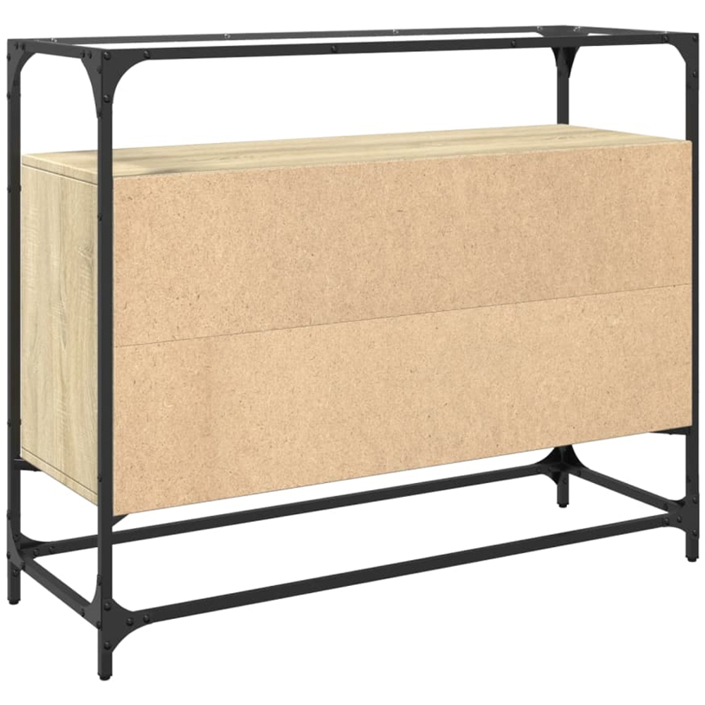 vidaXL 2 Door 3 Shelf Sonoma Oak Glass Top Sideboard Image 6