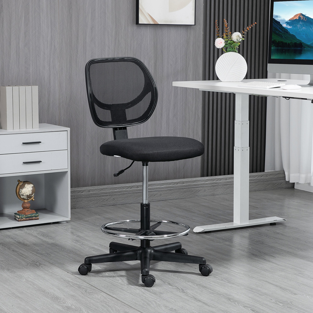 Portland Black Mesh Swivel Standing Desk Office Chair Image 7