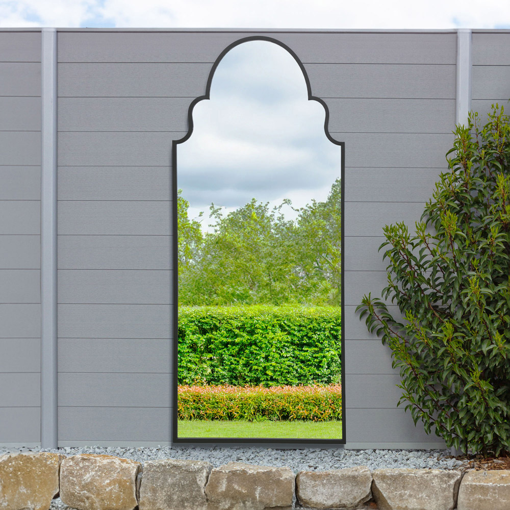 MirrorOutlet The Arcus Black Framed Arched Leaner and Wall Garden Mirror 200 x 85cm Image 5