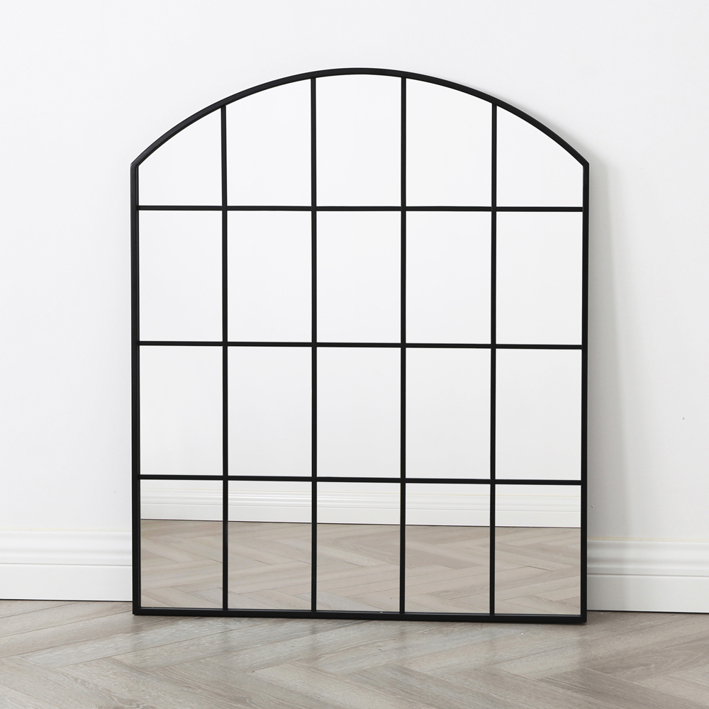 Aion Black Arched Industrial Wall Mirror 90 x 75cm Image 2