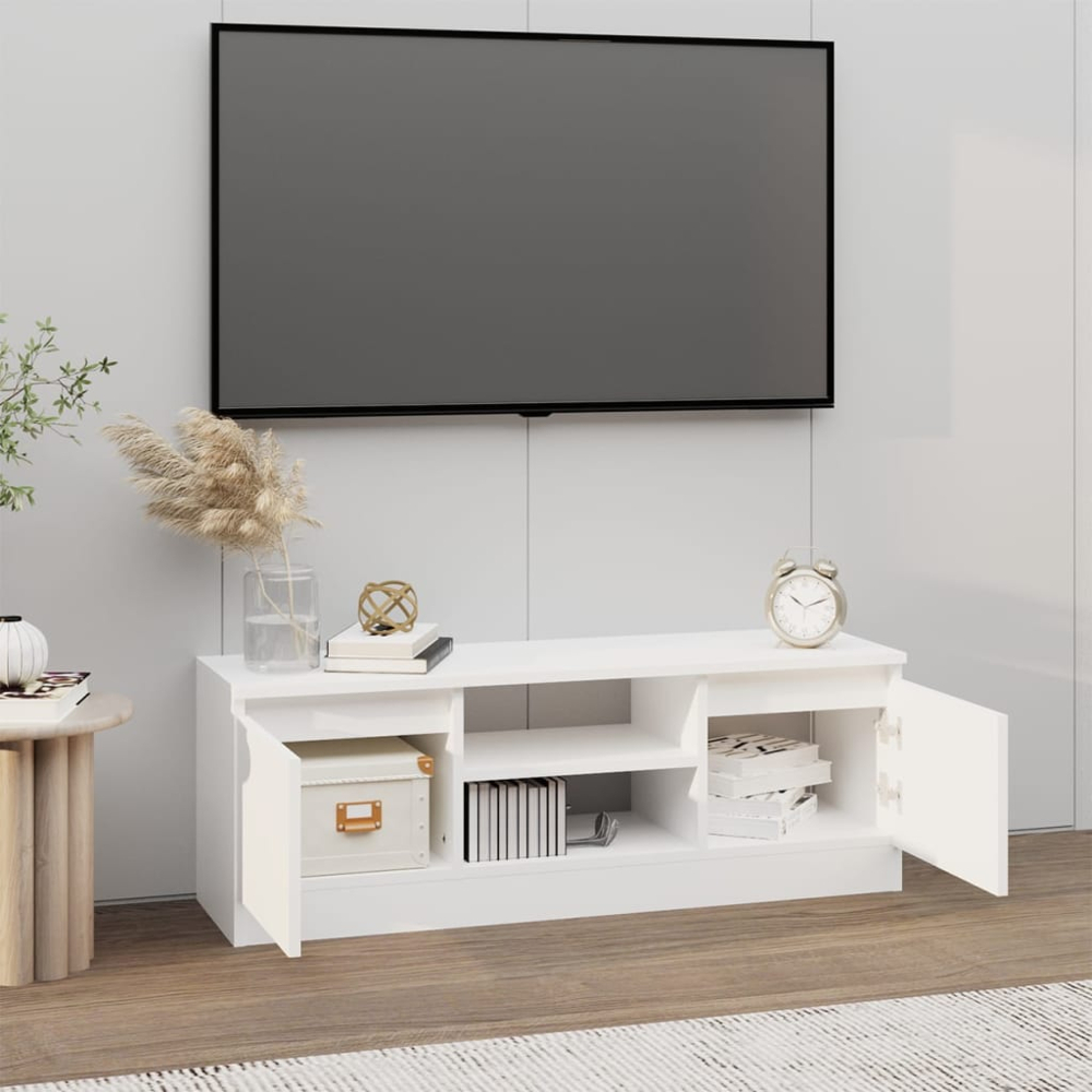 vidaXL 2 Door 2 Shelf White TV Cabinet Image 8