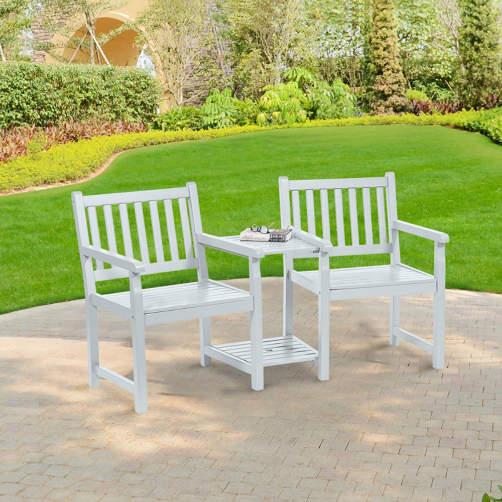 Greenhurst Danesford 2 Seater Pearl White PU Coated Love Seat Image 3