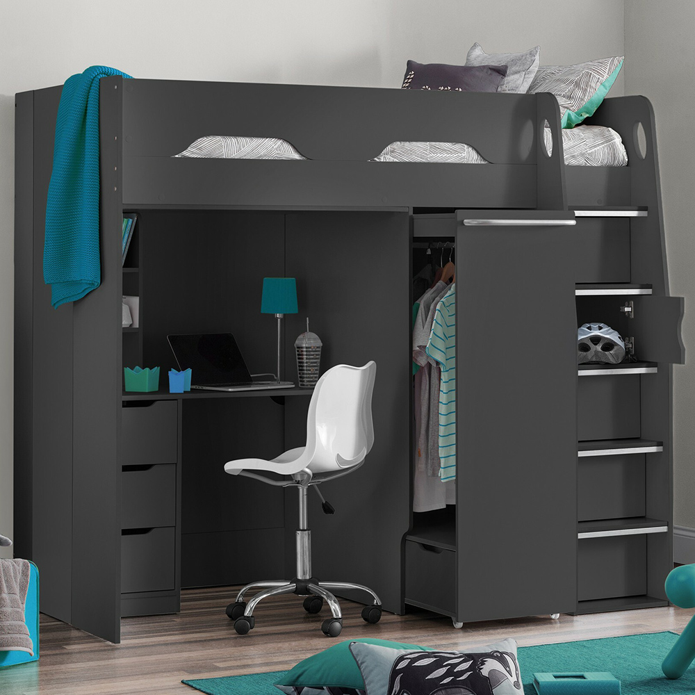 Julian Bowen Pegasus Anthracite High Sleeper with Storage Image 1