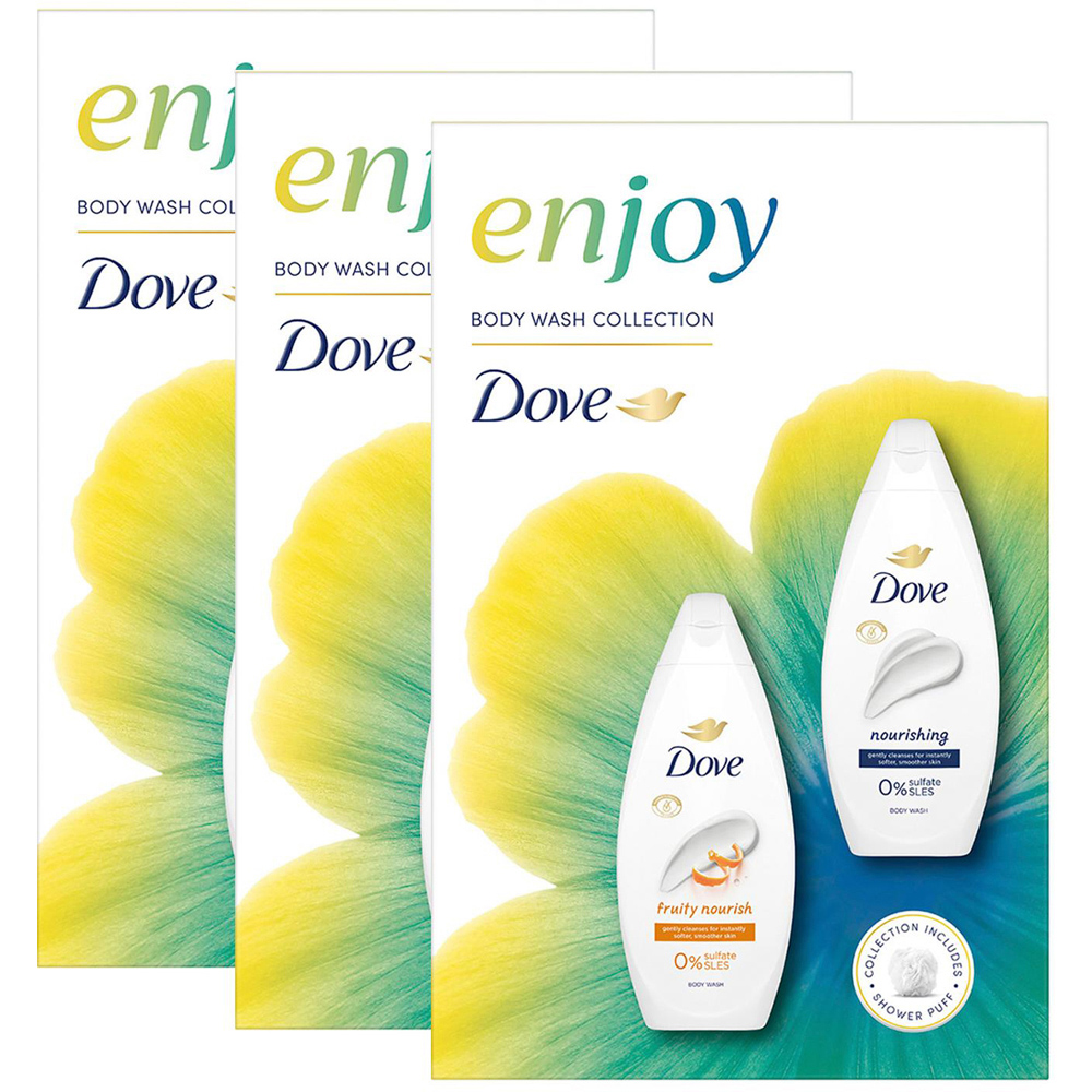 Dove Enjoy Body Wash and Lotion Skincare Duo Gift Set 3 Pack Image 1
