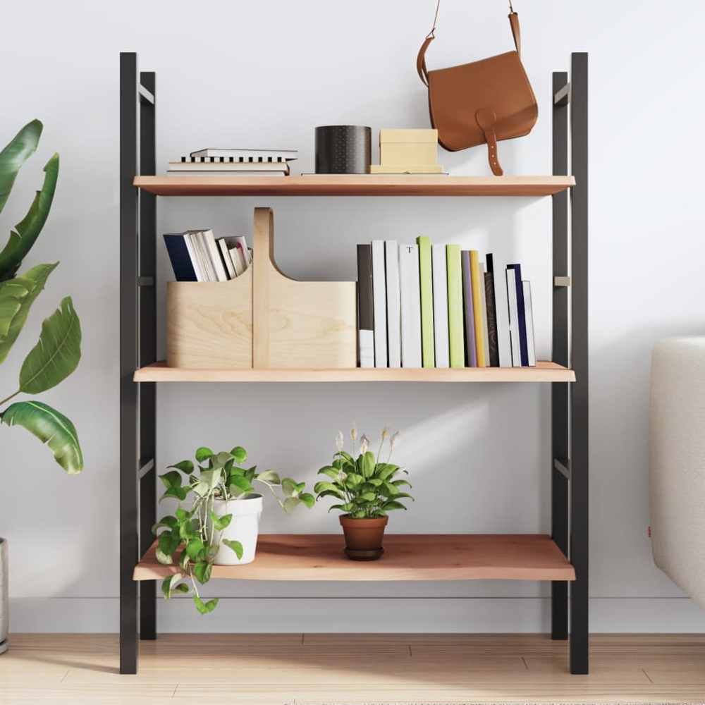 vidaXL 80cm Natural Untreated Solid Oak Wood Floating Wall Shelf Image 2