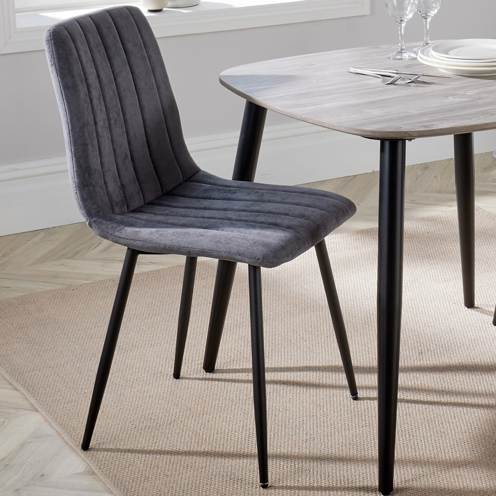 Core Products Aspen Set of 2 Grey and Black Straight Stitch Dining Chair Image 1