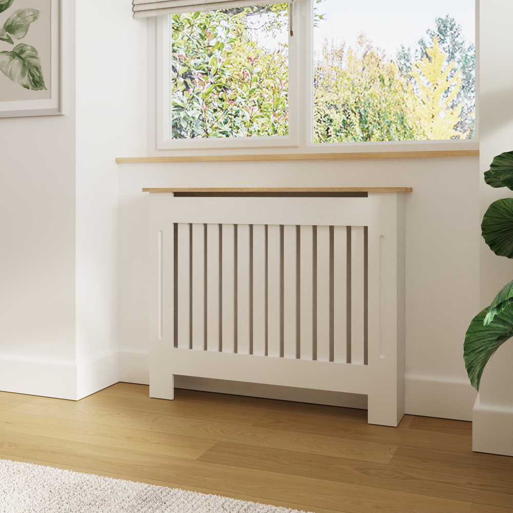 GFW Longslow Classic White Vertical Slat Radiator Cover Medium Image 2