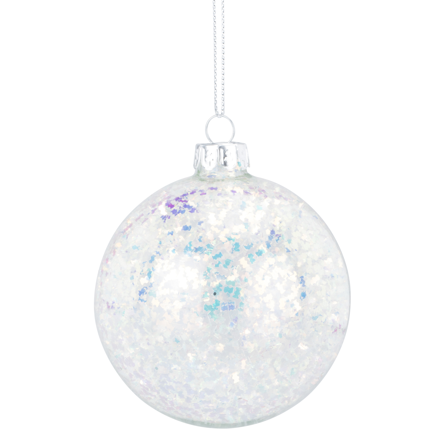 Iridescent Glitter Christmas Bauble - Clear Image