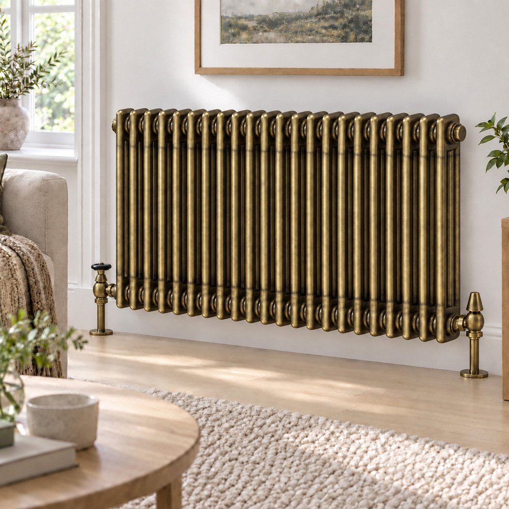 Go Bathrooms Clarence Antique Brass 3 Column 22 Section Radiator 600 x 1010mm Image 2
