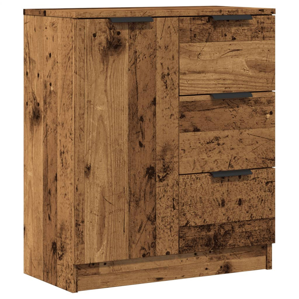 vidaXL Single Door 3 Drawer Old Wood Sideboard Image 2