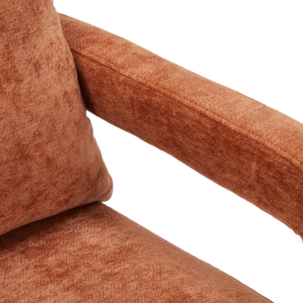 Living and Home Orange Chenille Upholstered Accent Chair with Lumbar Pillow Image 6