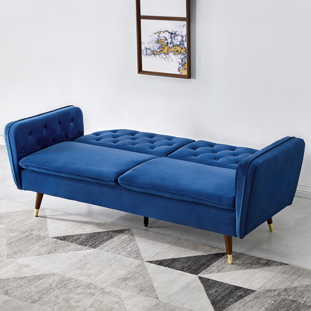 Home Detail Whitby Double Sleeper Dark Blue Velvet Sofa Bed Image 9