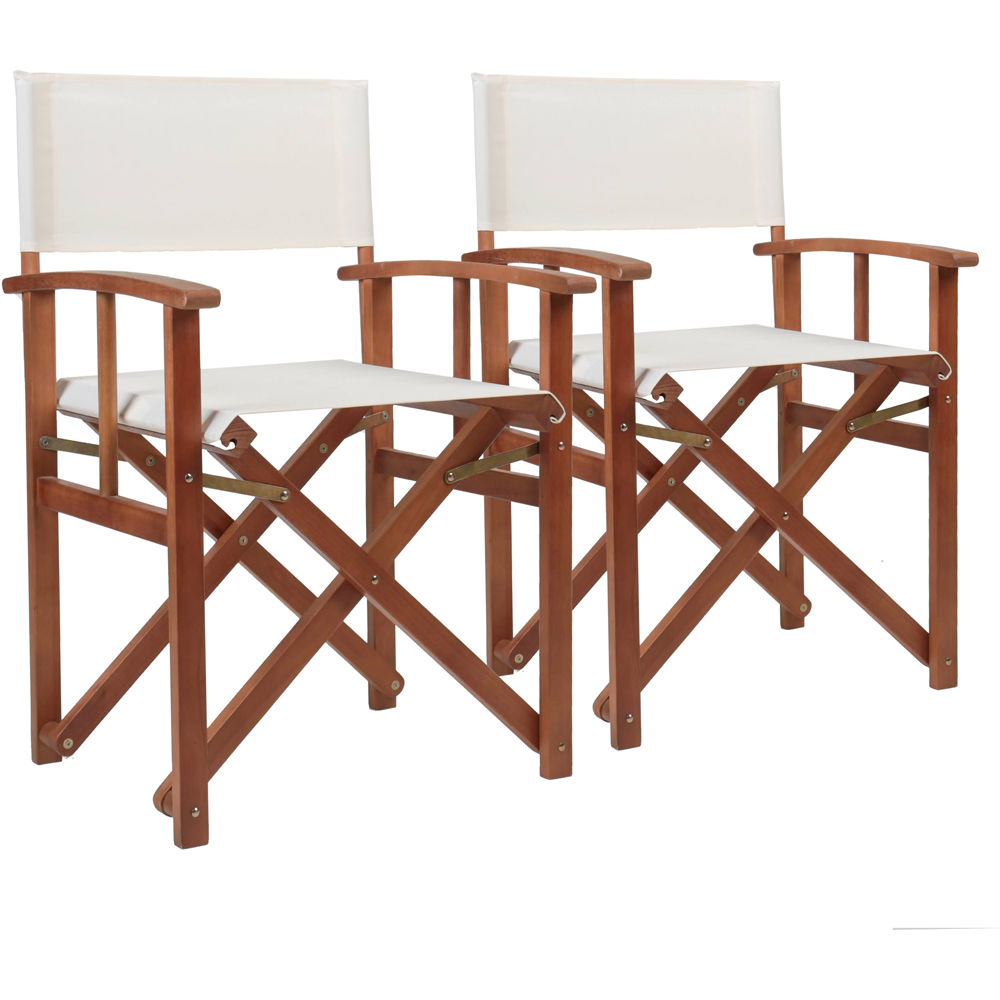 Charles Bentley Set of 2 Cream Wooden Foldable Directors Chair Image 2