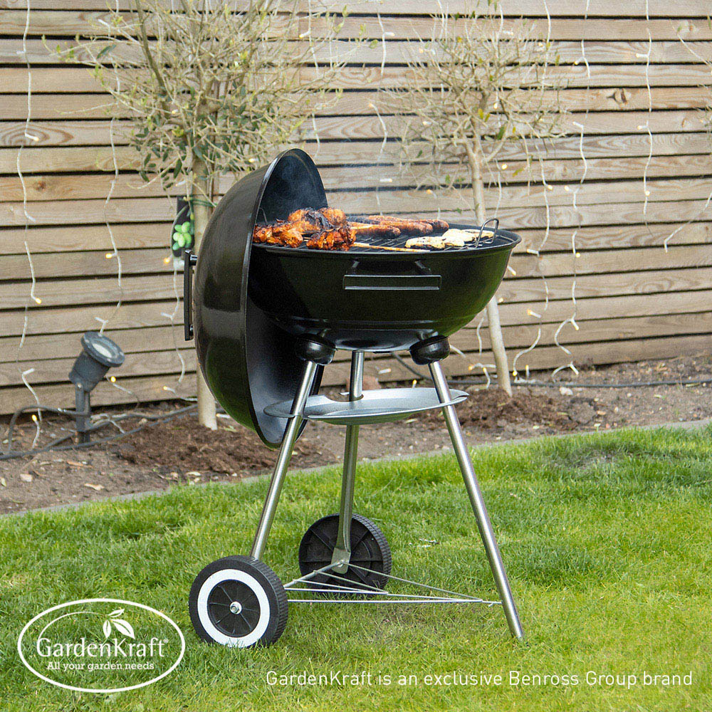 GardenKraft Black Enamel Kettle BBQ Grill with Lid Wilko