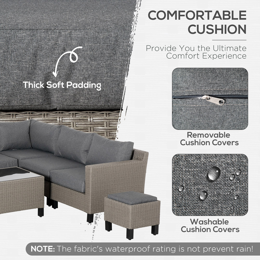 Outsunny 7 Seater Grey Rattan Sofa Lounge Set Image 5
