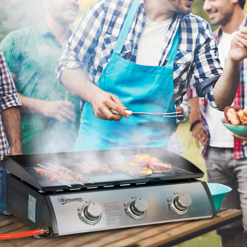 Outsunny Black 3 Burner Tabletop Gas Plancha Grill Image 2