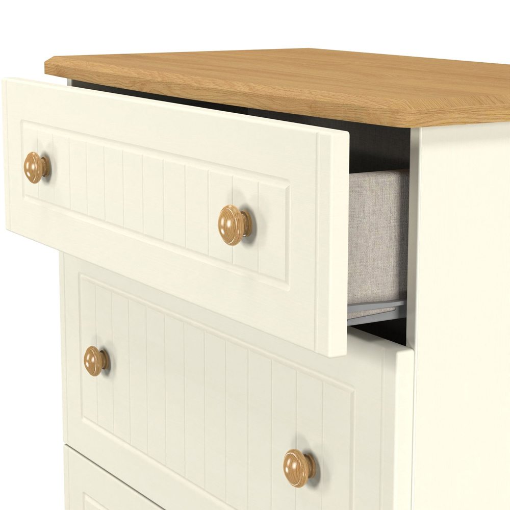 Crowndale Warwick 3 Drawer Cream Ash and Oak Deep Chest of Drawers Image 6