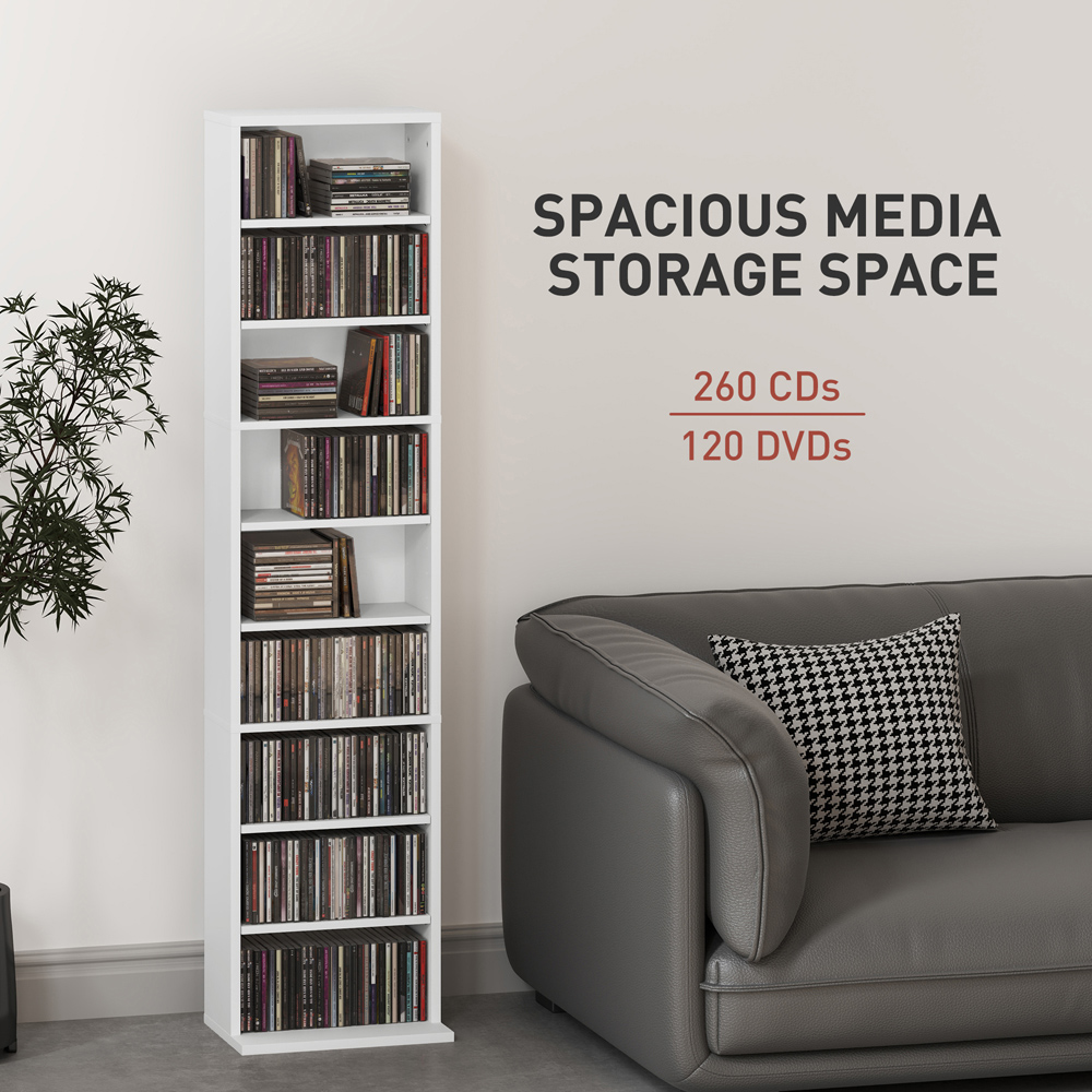 HOMCOM 9 Shelf White DVD and CD Media Storage Unit Image 4