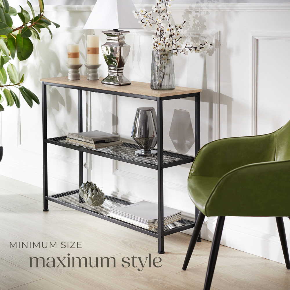 tectake Bristol 2 Wire Shelf Oak Sonoma Console Table Image 7