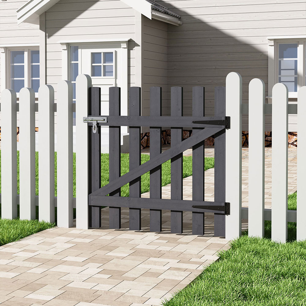 Living and Home Grey Vintage Pine Wood Garden Gate with Latch 914 x 914mm Image 8