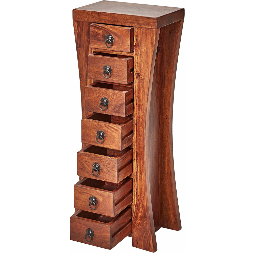 Loft24 Mahar 7 Drawer Brown Solid Wood Chest of Drawers Image 4