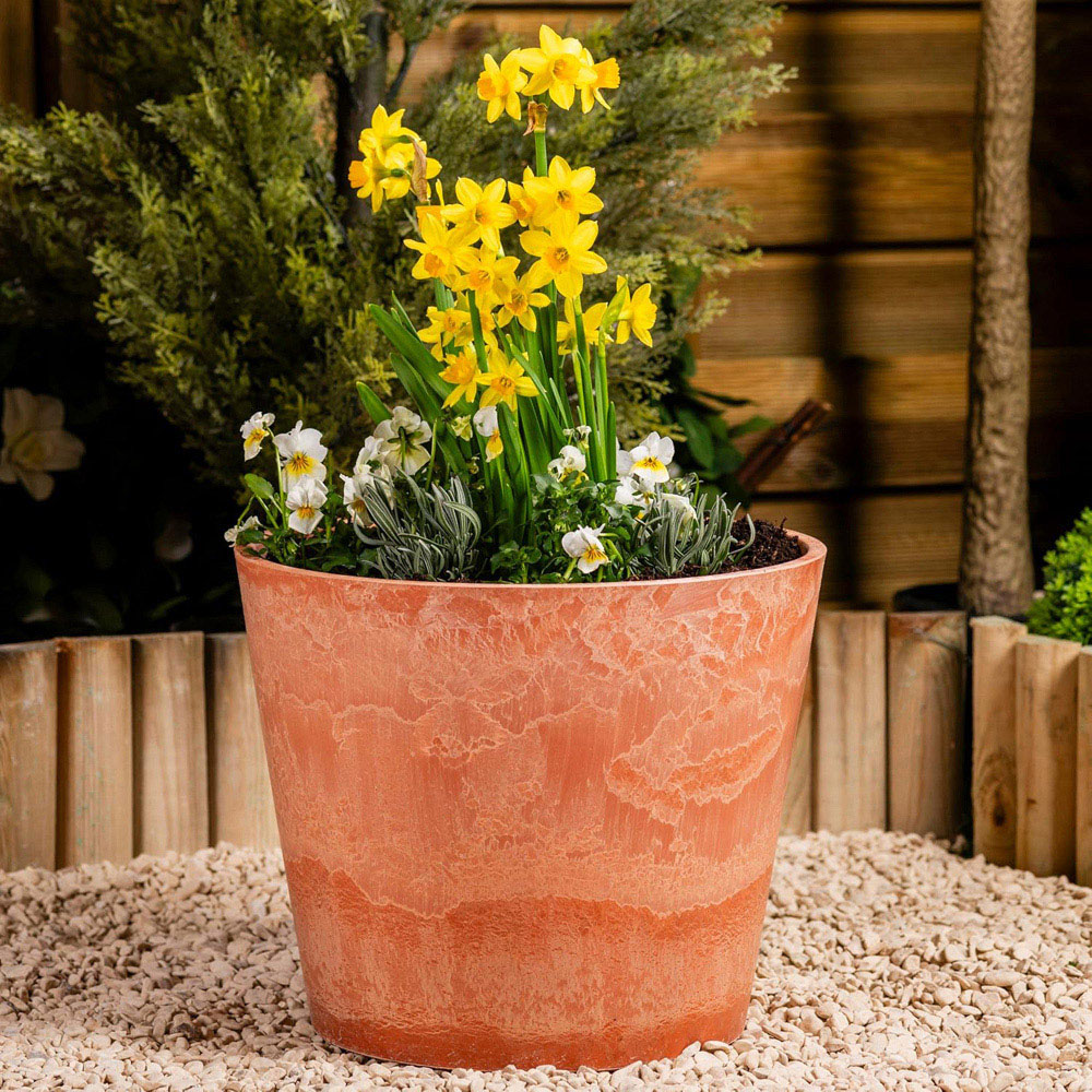 Garden Gear Caesar Terracotta Marble Effect Planter 50cm 2 Pack Image 2