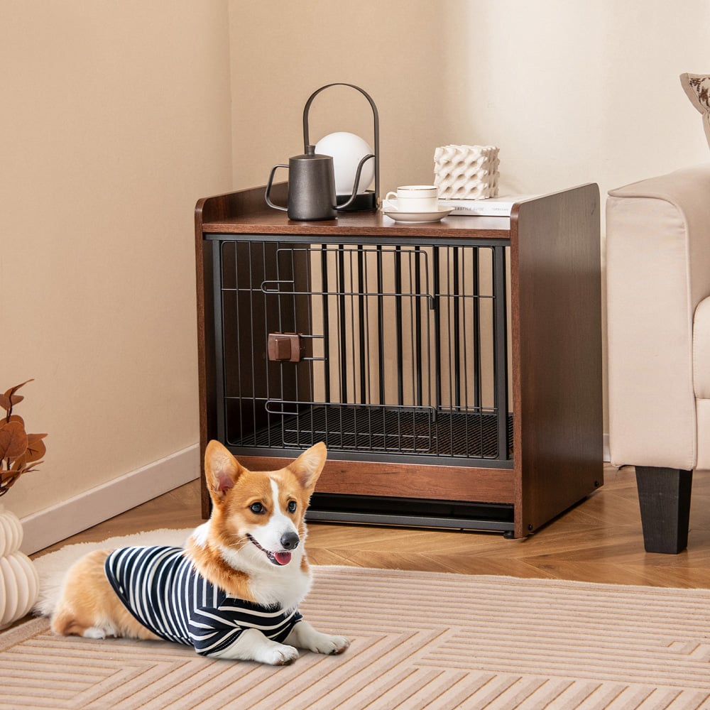 Costway Indoor Furniture Dog Crate with Removable Tray Image 4