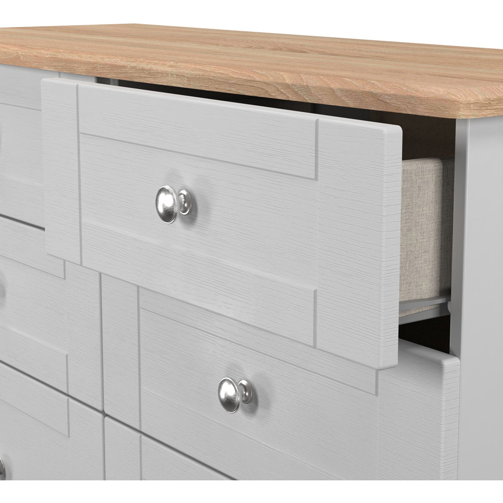 Crowndale Sussex 6 Drawer Grey Ash and Bardolino Oak Wide Chest of Drawers Ready Assembled Image 6