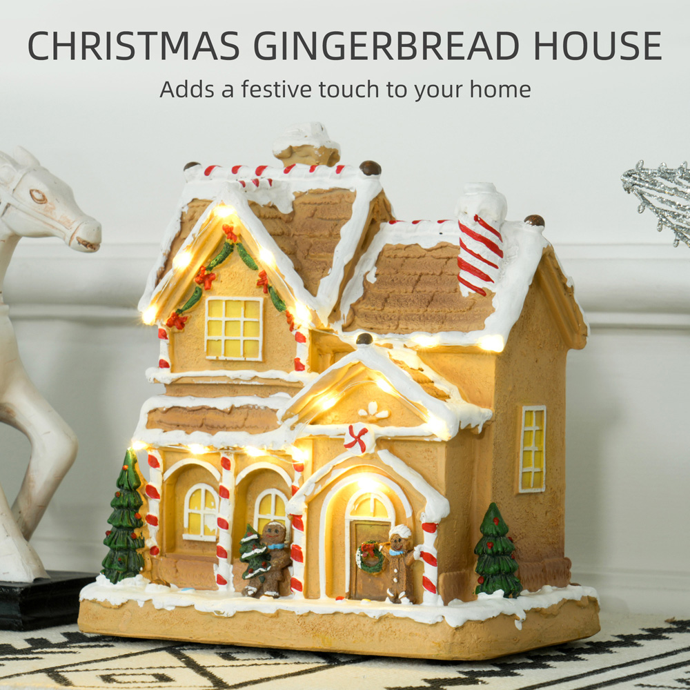 Everglow Brown Lighted and Musical Christmas Candy House with Gingerbread Man Image 4