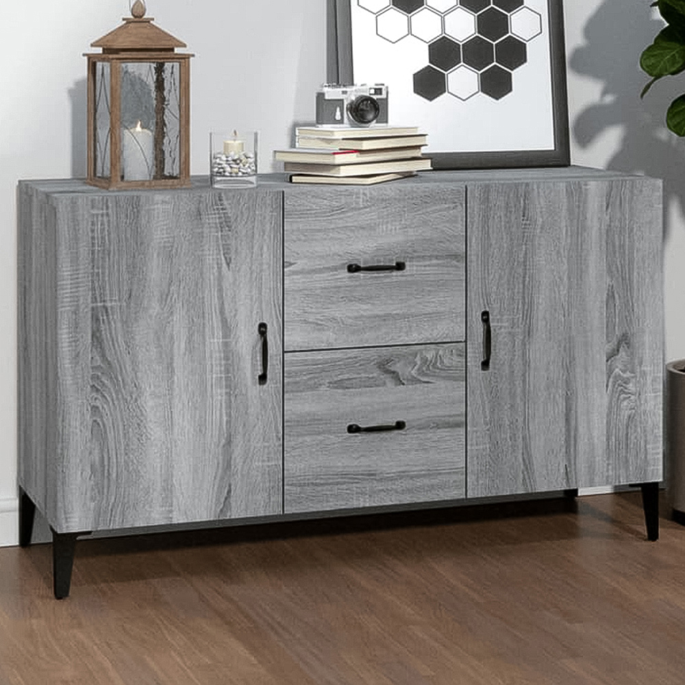 vidaXL 2 Door 2 Drawer Grey Sonoma Wooden Sideboard Image 1