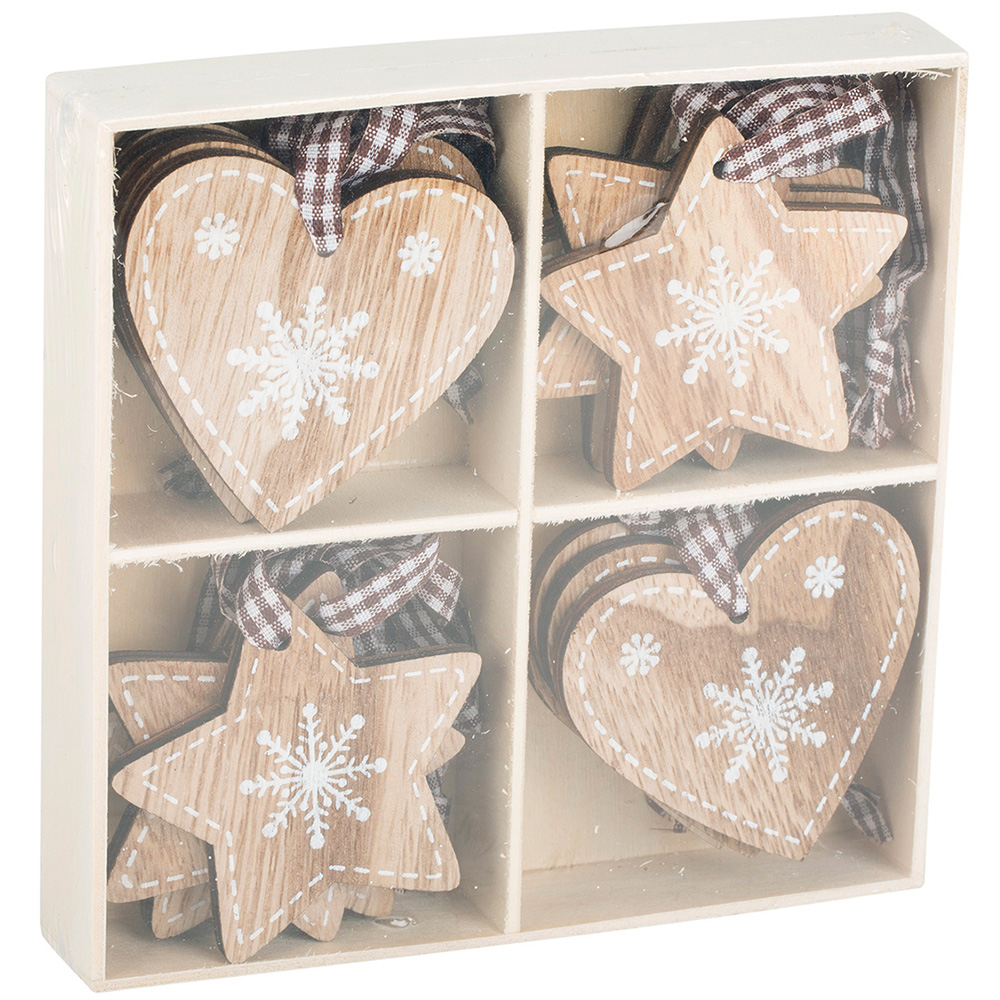 Mistletoe Cottage Hearts and Stars Hanging Decoration 16 Pack Image