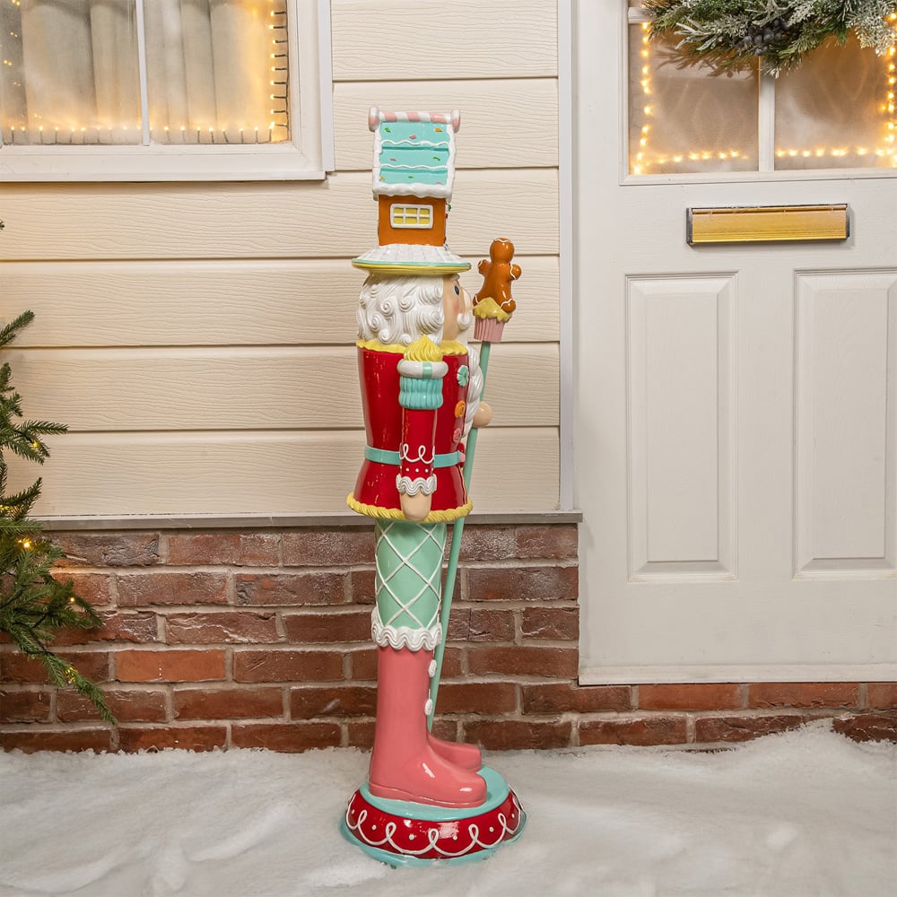 The Christmas Centre Red and Blue Gingerbread LED Lights Nutcracker 4ft Image 8