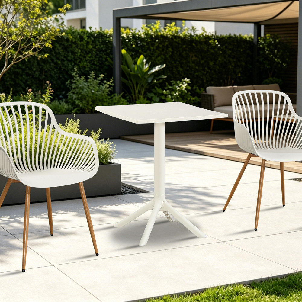 Core Products 2 Seater White Square Plastic Garden Bistro Table Image 6