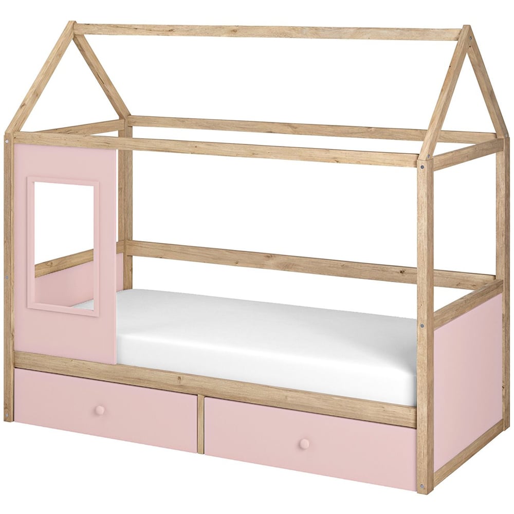 Flair Ted Pink Wooden Play House Bed Frame with Storage Image 2