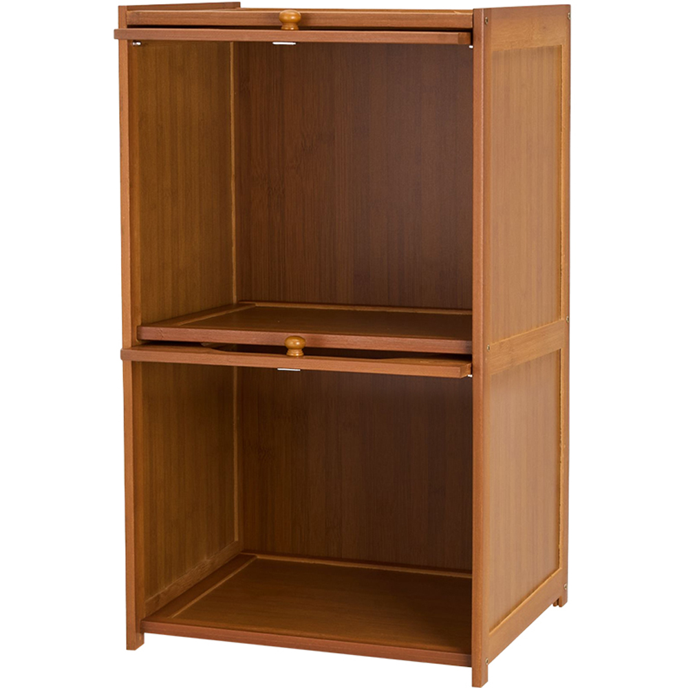 Living and Home 2 Acrylic Door Brown Bamboo Bookcase Image 3