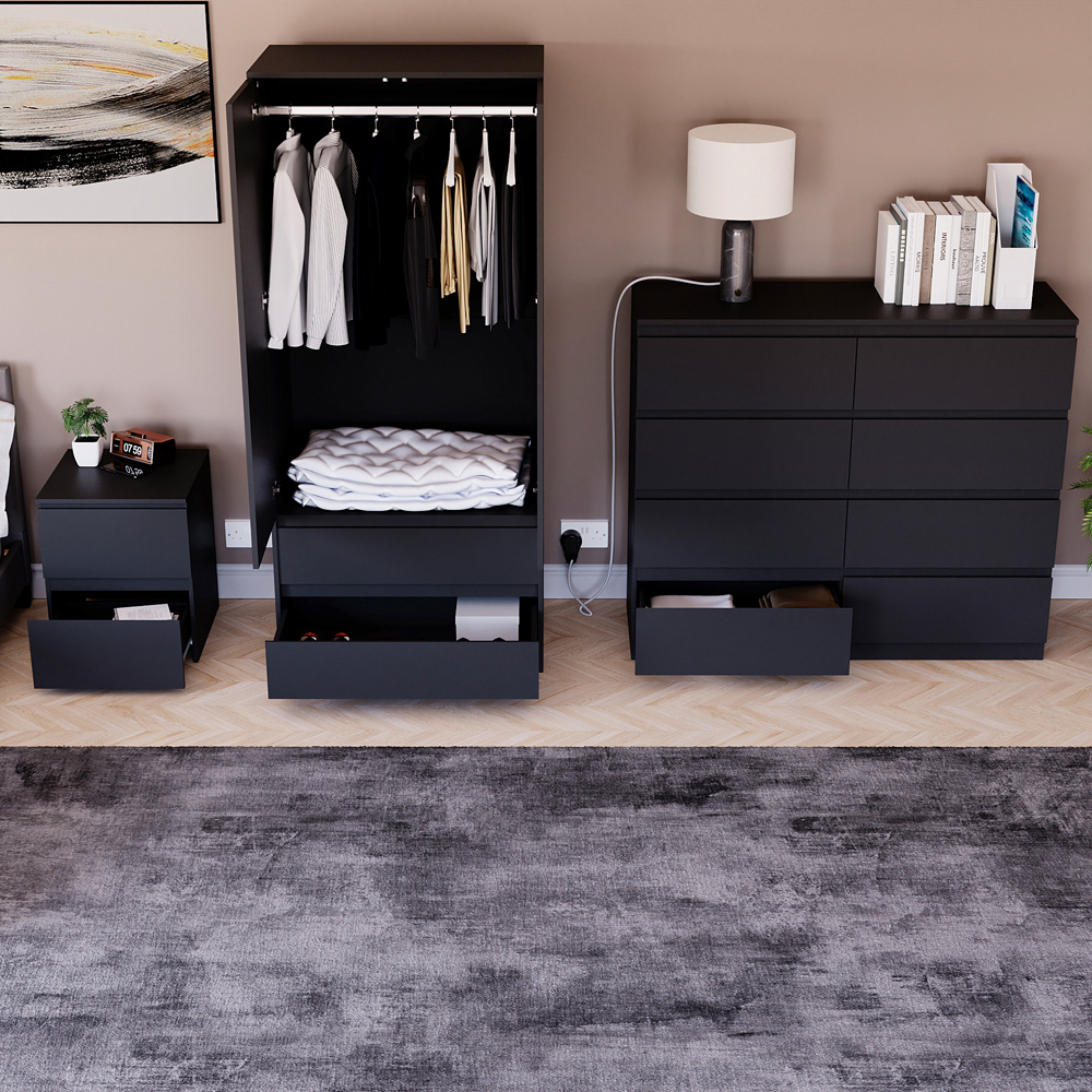 Vida Designs Denver Black 3 Piece Bedroom Furniture Set Image 4