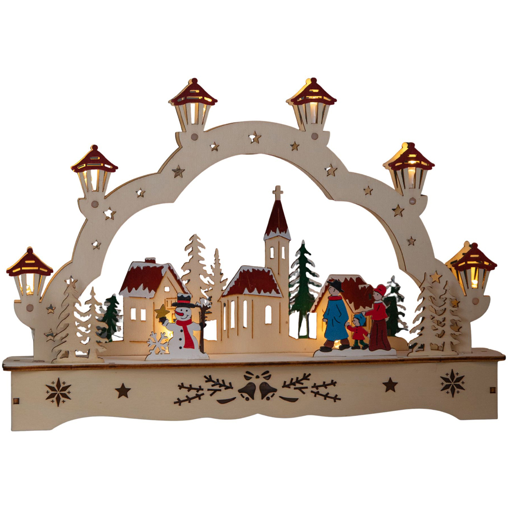 Samuel Alexander 8 Warm White LED Wooden Festive Village Christmas Decoration 28cm Image 7