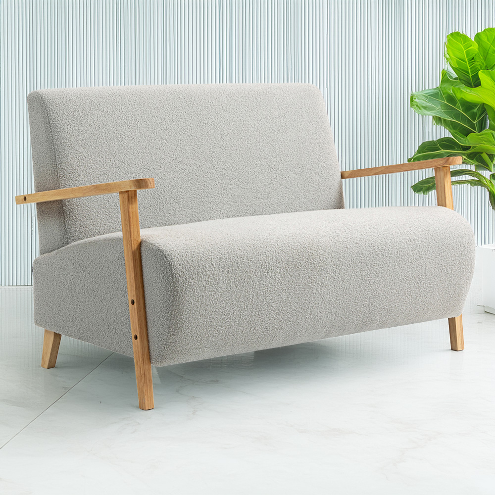 HOMCOM 2 Seater Grey Fabric Sofa Image 1