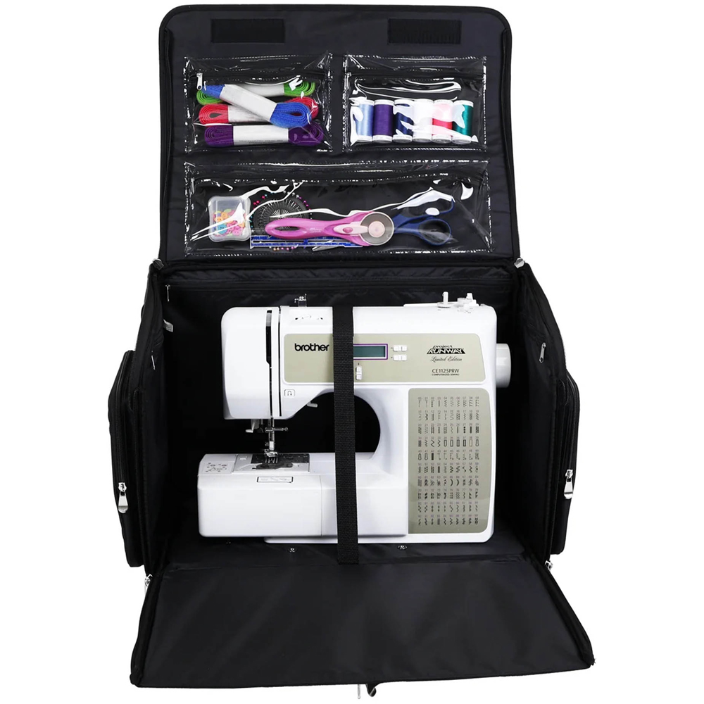 Everything Mary EVM12775-2 Quilted Black Collapsible Rolling Sewing Machine Case 55.8 x 34.3 x 45cm Image 2