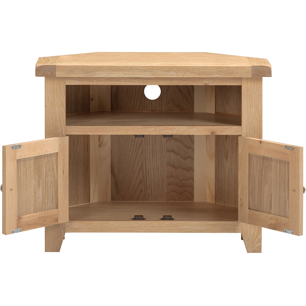 Seconique Windsor 2 Door Natural Oak Corner TV Unit Image 4