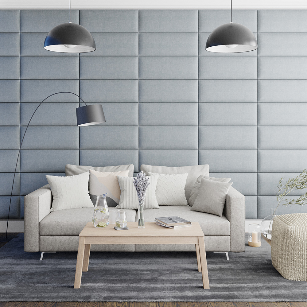 Aspire EasyMount Sky Blue Malham Weave Upholstered Wall Mounted Headboard Panels 2 Pack Image 3