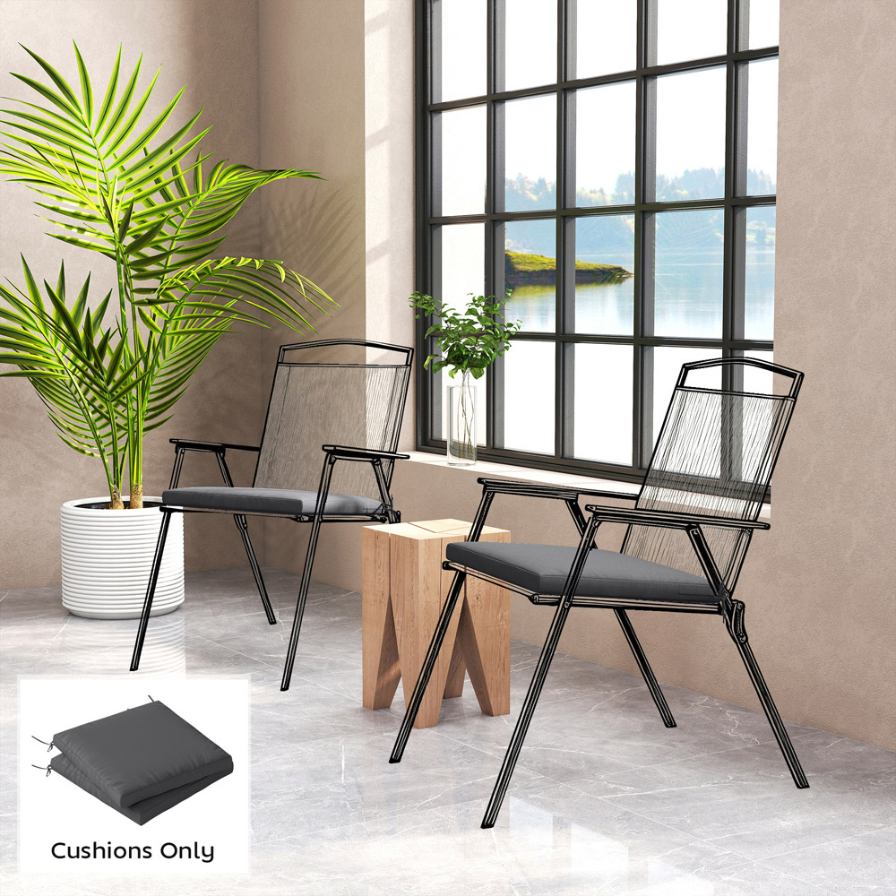 Outsunny Dark Grey Waterproof Garden Chair Cushion 50 x 50cm 2 Pack Image 2