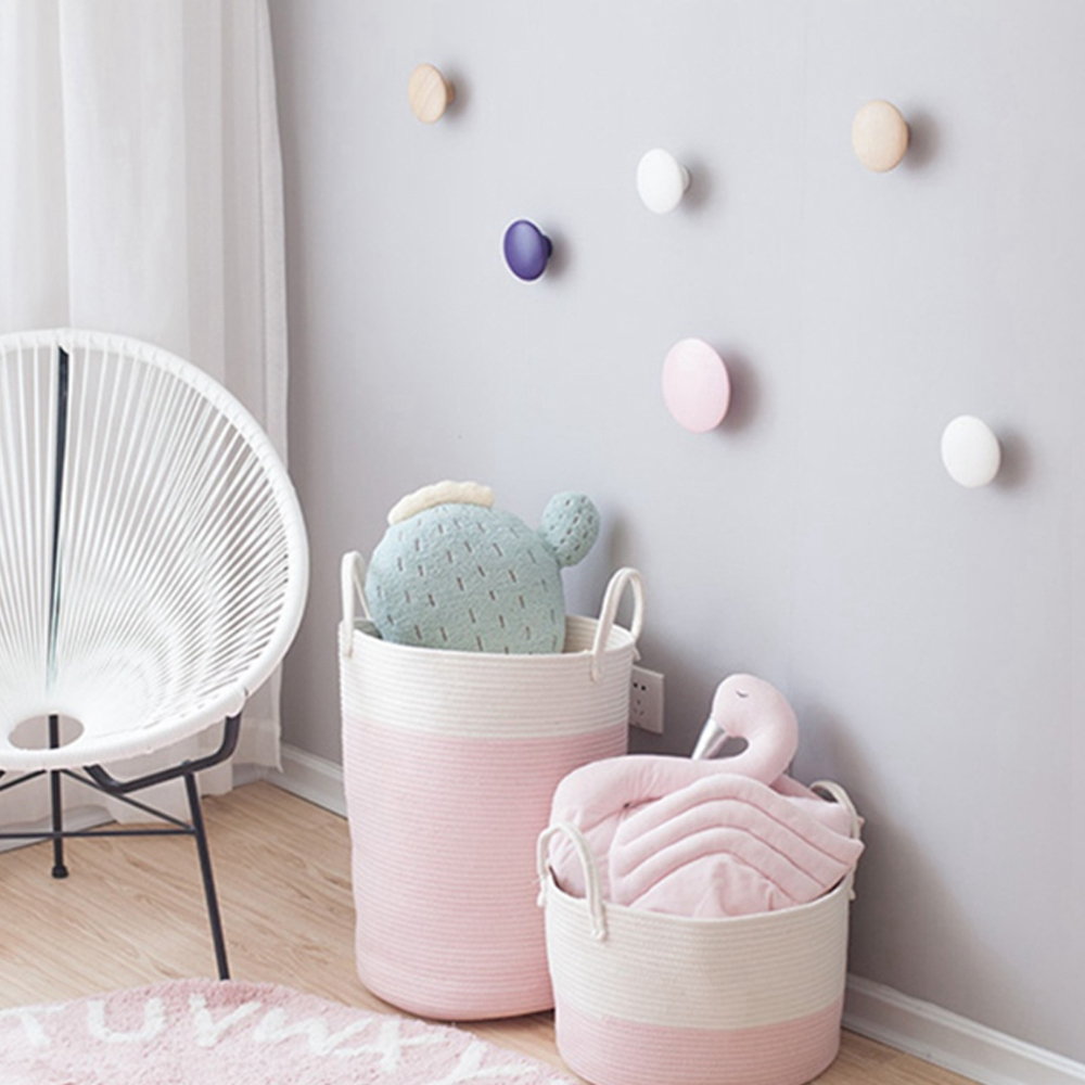 Living and Home Kids Pink Woven Storage Basket with Pom Pom Image 5