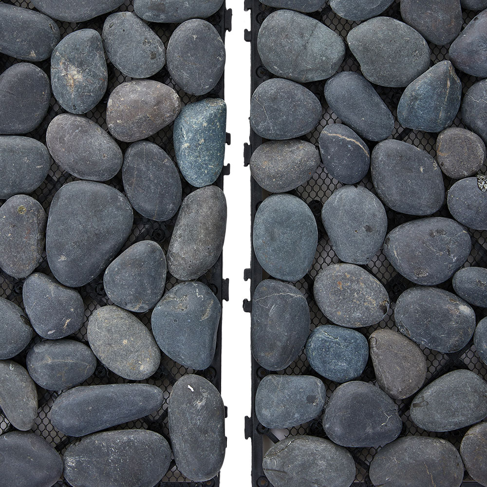 Living and Home Dark Grey Non Slip Faux Natural Pebble Interlocking Floor Tile 6 Pack Image 5