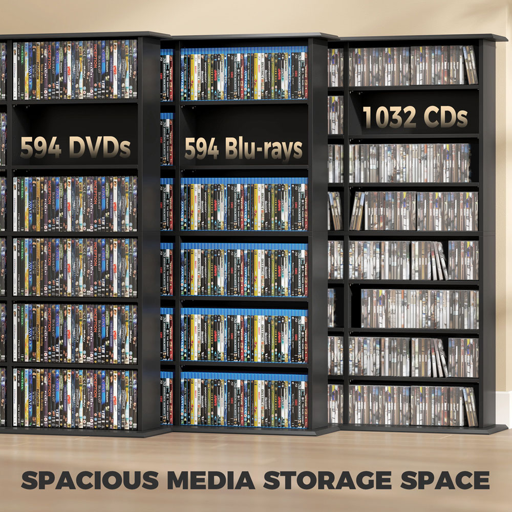 HOMCOM 24 Shelf Black DVD Storage Unit Image 5
